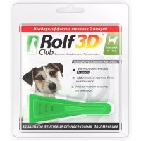 Rolf Club Капли на холку для собак весом от 4 до 10 кг от блох, клещей и комаров, 1 пипетка 