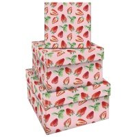 Набор квадратных коробок 3в1, MESHU "Strawberry", (19,5*19,5*11-15,5*15,5*9см) 