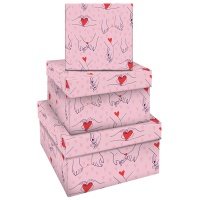 Набор квадратных коробок 3в1, MESHU "Falling in love", (19,5*19,5*11-15,5*15,5*9см) 