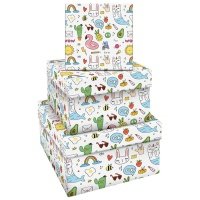 Набор квадратных коробок 3в1, MESHU "Wow", (19,5*19,5*11-15,5*15,5*9см) 