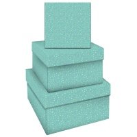 Набор квадратных коробок 3в1, MESHU "Turquoise style", (19,5*19,5*11-15,5*15,5*9см) 