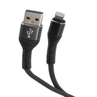 Дата-кабель mObility USB – Lightning, 3А, тканевая оплетка, черный УТ000024540 УТ000024540