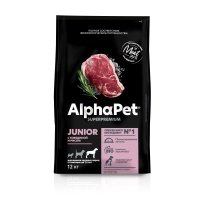 ALPHAPET SUPERPREMIUM 12 кг сухой корм для щенков крупных пород с 6 месяцев до 1,5 лет с говядиной и рисом 