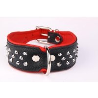 ZOOLESZCZ Ошейник для собак "Studs", черно-красный, 45х4см 