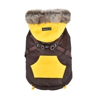 Puppia ORSON Жилет утепленный с капюшоном и встроенной шлейкой коричневый S 