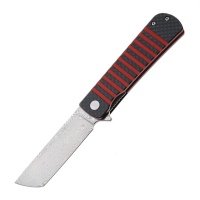 Складной нож Bestech Titan, сталь дамаск, рукоять черно-красная G10/карбон 