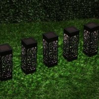INBLOOM Фонарь садовый на солн.батарее Ажур 6x6х28см, 1LED*шампань, 1x1.2V Ni-MH AAA600mAh, пластик 