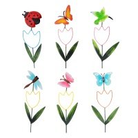 INBLOOM Декор для сада, металл, 12,3х41см, "Тюльпан", 6 дизайнов 