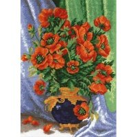 612 Набор для вышивания Hobby&Pro 'Букет маков', 24,5*35 см 