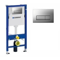 Система инсталляции для унитазов Geberit Duofix UP100 3 в 1 с кнопкой смыва, хром матовый 458.103.00.1+115.105.46.1