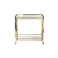 Стол-тележка сервировочная прозрачное стекло/золото (GY-CRT8164GOLD) 
