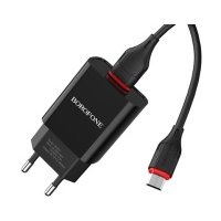 Сетевое зарядное устройство+кабель Lightning Borofone BA20A Sharp, 1USB, 2.1A, черный (02128) BA20A Sharp