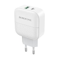 Сетевое зарядное устройство Borofone BA46A Premium, USB+Type-C, PD18+QC3.0, белый (27343) УТ000024165