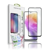 Стекло защитное 2.5D FG LuxCase для Samsung Galaxy A73 5G, Прозрачное, 0,33 мм, Чёрная рамка 