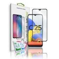 Стекло защитное 2.5D FG LuxCase для Realme C25, Прозрачное, 0,33 мм, Чёрная рамка 