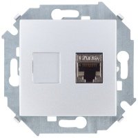 15 1591563-033 Розетка компьютерная (RJ45, cat.6a, AMP, FTP, под рамку, скрытая установка, алюминий) Simon 1591563-033