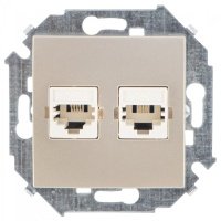 15 1591589-034 Розетка телефонная (2хRJ11, под рамку, скрытая установка, шампань) Упаковка (20 шт.) Simon 