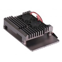 Корпус Qumo Aluminium Case with double black fans, for Raspberry Pi 4, grey RS007