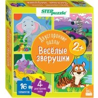 Puzzle-16 Веселые зверята, двусторонний