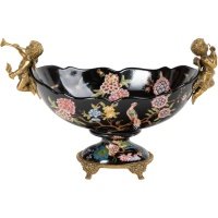 Декоративная чаша Glasar с ангелами 32x14x21 см черная 