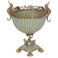 Декоративная чаша Glasar 24x19x28 см золотисто-зеленая 