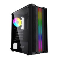 Корпус ATX Powercase CMIEB-F4S черный, Tempered Glass, 120mm PWM ARGB fan + ARGB Strip, 3*120mm PWM non LED fan Mistral Evo