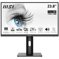 Монитор 23,8" MSI 9S6-3PB59H-064 16:9 FHD, IPS Flat, 5ms(GTG), 75Hz, 1000:1, 100M:1, 250nit, 178/178, HDMI, DP, Tilt, Swivel, Height, Pivot PRO MP243P