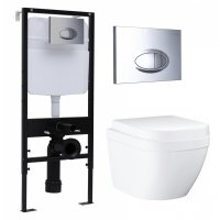 Комплект 3 в 1 инсталляция Logan H1067-1170 297674 + Унитаз подвесной Grohe Euro Ceramic 39206000 + кнопка хром 
