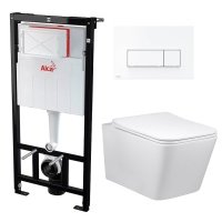 Комплект 3 в 1 инсталляция AlcaPlast + Унитаз Vincea Q-Line VT1-12 + кнопка белая 