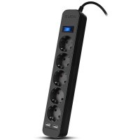 Фильтр SVEN SF-05LU 3.0 м (5 евро розеток,2*USB(2,4А)) черный, цветная коробка Sven SF-05LU (SV-018849)