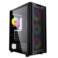Корпус Powercase Alisio X4B, Tempered Glass, 4x 120mm 5-color fan, чёрный, ATX (CAXB-L4) (CAXB-L) (202933) Alisio X4B