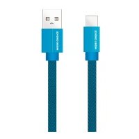 Кабель интерфейсный More Choice USB 2.1A для Type-C плоский нейлон 1м Blue K20a