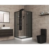 Душевой уголок Niagara Eco стекло тонированное, профиль черный NG-010-14QT