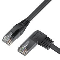 GCR Патч-корд прямой 1.0m UTP кат.5e, черный, левый угол, литой, ethernet high speed, RJ45, T568B, GCR-53127 Greenconnect RJ45(m) - RJ45(m) Cat. 5e 1м чёрный (GCR-53127)