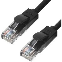 Greenconnect Патч-корд прямой 0.5m, UTP кат.5e, черный, позолоченные контакты, 24 AWG, литой, GCR-LNC06-0.5m, ethernet high speed 1 Гбит/с, RJ45, T568B Greenconnect RJ45(m) - RJ45(m) Cat. 5e U/UTP PVC
