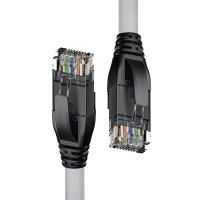 Патч-корд прямой 0.5m UTP кат.5e, серый, черные коннекторы, 24 AWG, литой, ethernet high speed 1 Гбит/с, RJ45, T568B Патч-корд 4PH-50768 