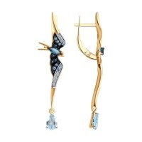 Серьги SOKOLOV из золота с топазами и фианитами