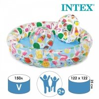 Бассейн надувной круглый, Intex 122х25см, с мячом и кругом 59460NP (28269078) 59460NP