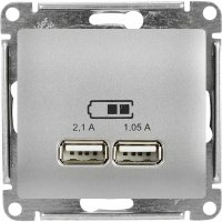 Розетка USB встраиваемый Schneider Electric Glossa цвет алюминий Розетка USB A+A