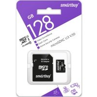 Карта памяти SmartBuy microSDXC 128Gb Class10 U3 V30 (SB128GBSDCCTV) SB128GBSDCCTV