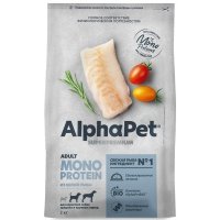 ALPHAPET MONOPROTEIN Adult Корм сух.белая рыба д/собак средних и крупных пород 12кг Monoprotein корм для собак средних и крупных пород, из белой рыбы (12 кг)