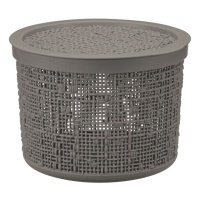 коробка IDEA Бязь 2л 17х12,5см круглая с крышкой пластик французский серый
