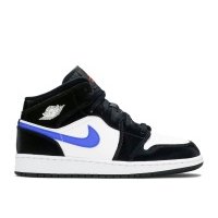 Кроссовки Air Jordan 1 Mid GS Black Racer Blue, черный GS Black Racer Blue