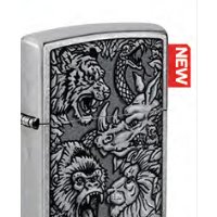Зажигалка ZIPPO Jungle Design с покрытием Street Chrome, латунь/сталь, серебристая 