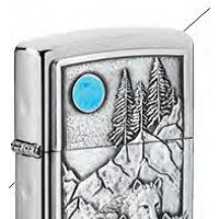Зажигалка ZIPPO Wolf Design с покрытием Brushed Chrome, латунь/сталь, серебристая 