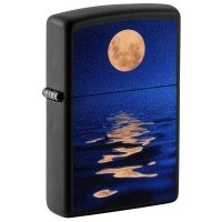 Зажигалка ZIPPO Moon Sunset с покрытием Black Light, латунь/сталь, чёрная, матовая 