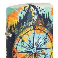 Зажигалка ZIPPO Compass Design с покрытием Glow In The Dark Green, латунь/сталь, разноцветная 