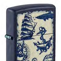 Зажигалка ZIPPO Nautical Design с покрытием Navy Matte, латунь/сталь, синяя, матовая 