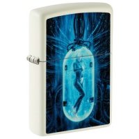 Зажигалка ZIPPO Woman in Tube с покрытием Glow In The Dark Green, латунь/сталь, белая 