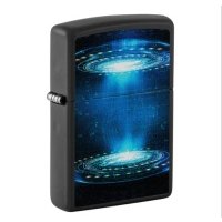 Зажигалка ZIPPO UFO Flame с покрытием Black Light, латунь/сталь, черная, матовая 